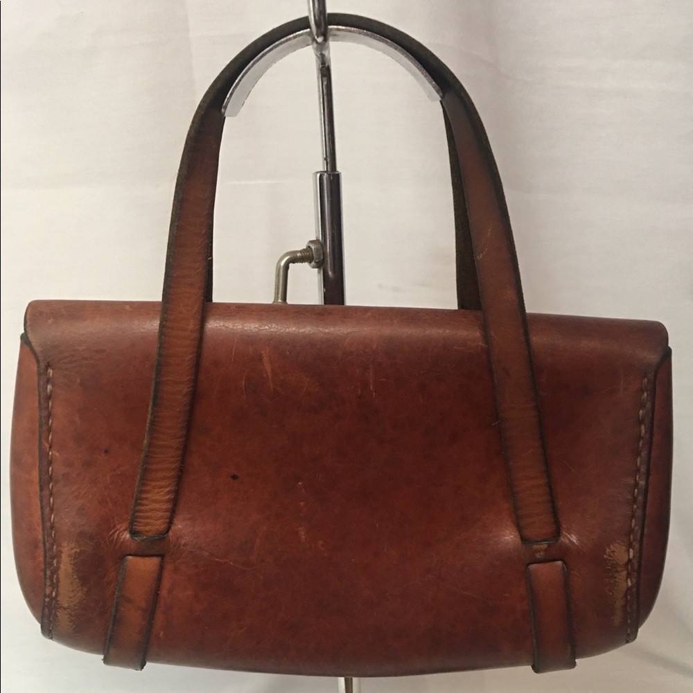 Genuine leather handmade mini bag. Vintage - Picture 2 of 10